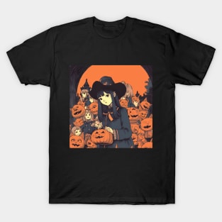 Halloween Girl in hat with Pumpkin T-Shirt